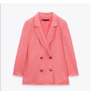 Zara Blazer Jacket Womens tweed  Double Breasted